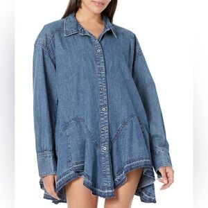 Free People We the Free Freya Denim Button-Front Tunic